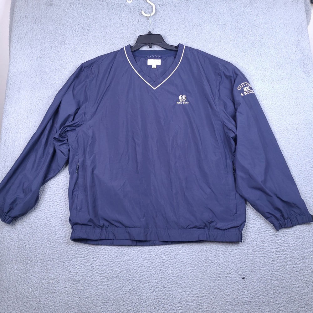 Notre Dame Cutter & Buck Windbreaker Mens 3XL Pullover Navy Blue V-Neck Jacket
